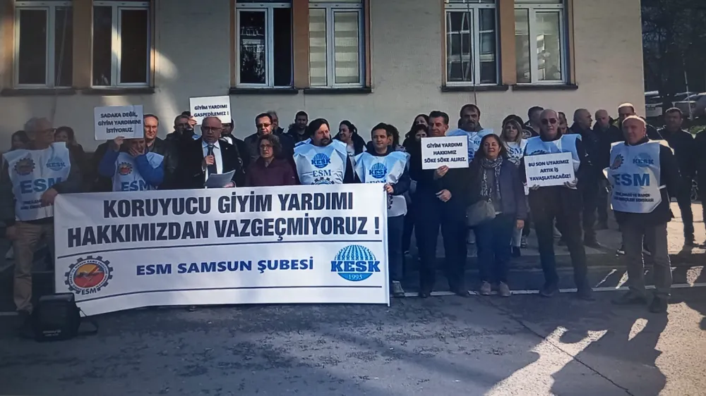   ESM Samsun şube koruyucu giyim yardımlarını vermeyen DSİ’yi protesto ettiler. 