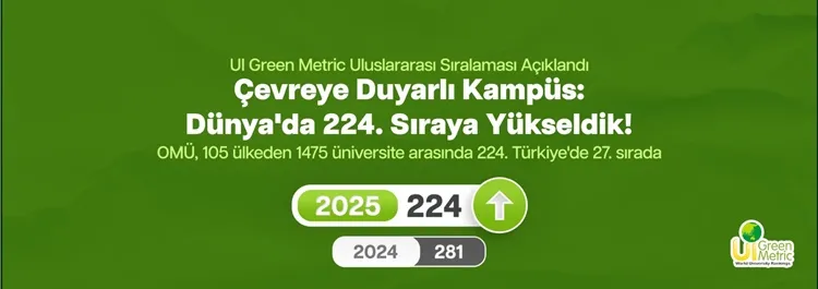 OMÜ, Yeşil Kampüs Hedefinde 2025 GreenMetric sıralamasında büyük ilerleme kaydetti